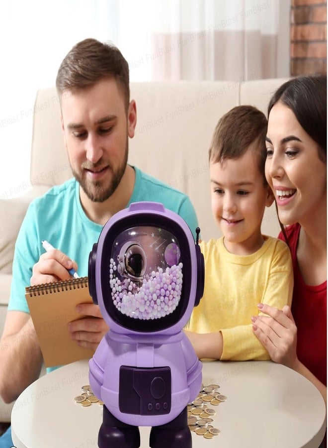 APEROL DESIGN Piggy Bank Astronaut Shaped Coin Box for Kids, Plastic Piggy Bank for Kid, Coin Box with Password Lock, Best Return Gifts for Kid (Purple) - Image 4